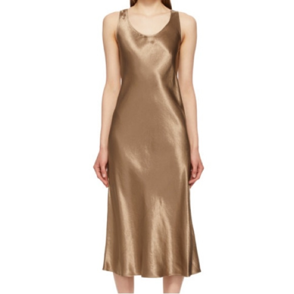 Max Mara Leisure Taupe Satin Talete Dress
